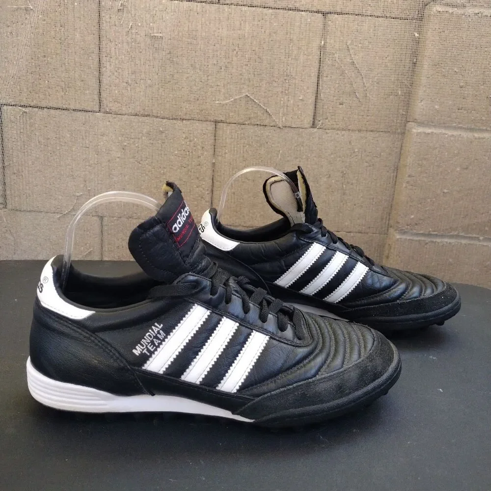 Adidas Mundial Team Shoes Mens Size 7 Black Leather Turf Soccer Cleats Sneakers